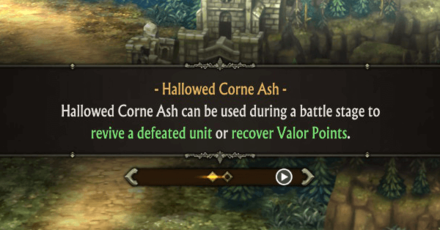 Unicorn Overlord - Use Hallowed Corn Ash to Recover 2 Valor Points