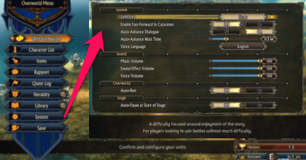 Unicorn Overlord - Change Difficulty In Game 1