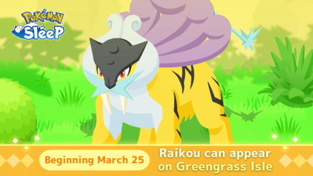 Pokemon Sleep - Raikou on Greengrass Isle March 25