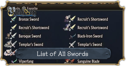 Unicorn Overlord - List of All Swords