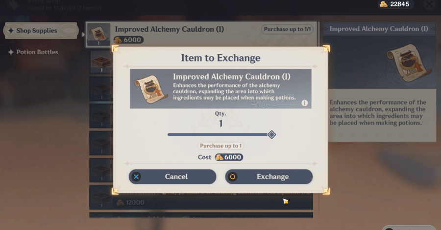 Genshin - How to Use Funds - Upgrade Your Cauldron