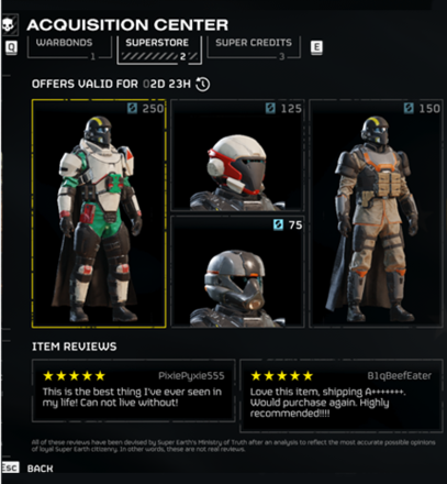 Helldivers 2 - Purchase Armor at Superstore