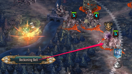 Unicorn Overlord - Use a Beckoning Bell on the Unit Closest to the Base