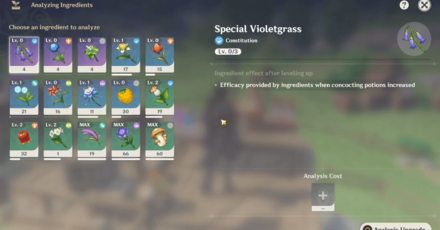 Genshin - Alchemical Ascension - Analyzing Ingredients