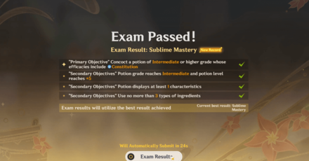 Genshin - Alchemical Ascension - Beginner Exam Result