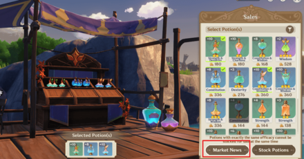 Genshin - View from the Potion Sales Menu