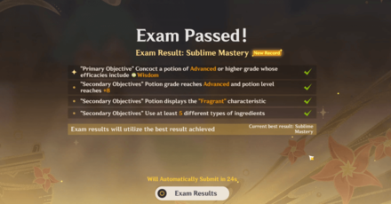 Genshin - Alchemical Ascension - Advanced Exam Result