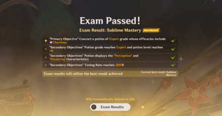 Genshin - Alchemical Ascension - Expert Exam Results
