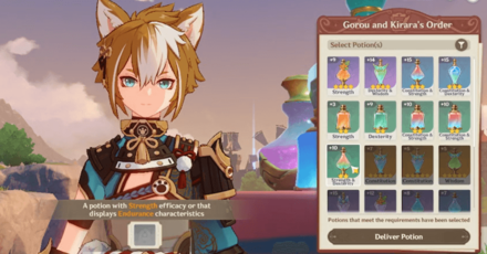 Genshin -Special Order for Kirara and Gorou Submit Potion