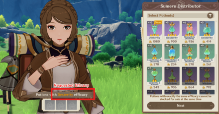 Genshin - Select the Requested Potions