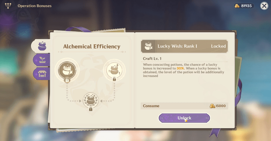 Genshin - Operation Bonuses