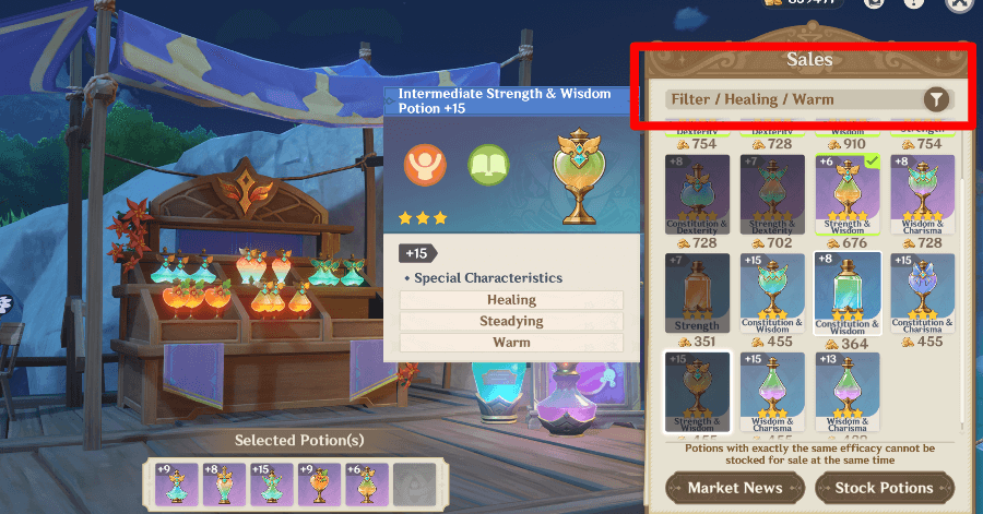 Genshin - Alchemical Ascension - Filter for Potions