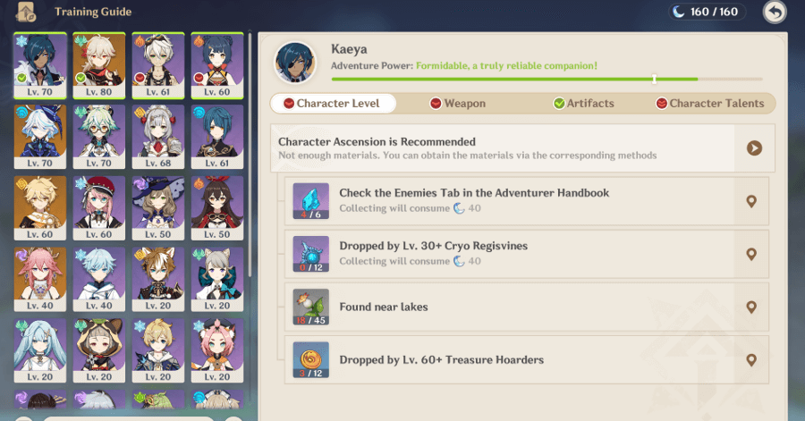 Genshin - Training Guide - All Characters