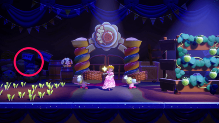 Princess Peach Showtime - Welcome to the Festival of Sweets Hide and Seek Theet Location 3