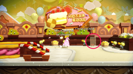 Princess Peach Showtime - Welcome to the Festival of Sweets Hide and Seek Theet Location 1