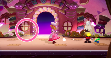 Princess Peach Showtime - The Dark Baker & the Bewitching Sweets Hide and Seek Theet Location 1
