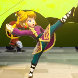 Princess Peach Showtime - Kung Fu Skater Controls Kick