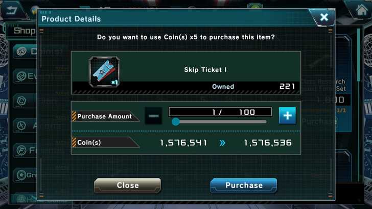 Skip Tickets - Gundam UC Engage