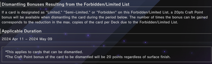 Master Duel - April 11 2024 Banlist Update Dismantling Bonus