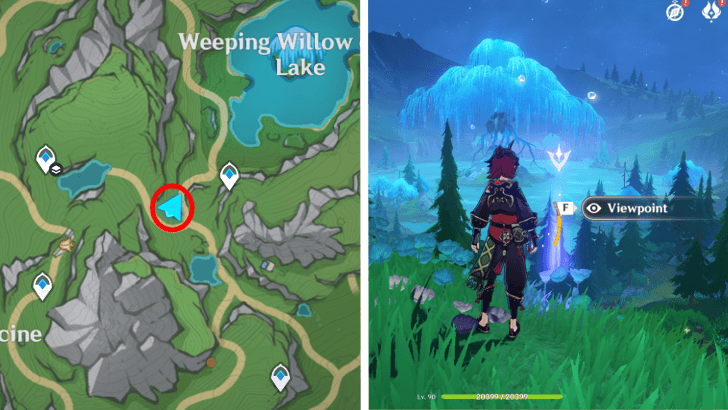 Genshin - Viewpoint in Weeping Willow of the Lake