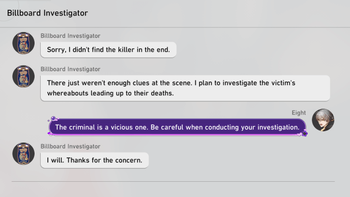 Honkai Star Rail - Billboard Investigator Message