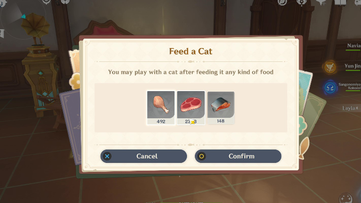 Genshin - Feline Fortress - Feed a Cat
