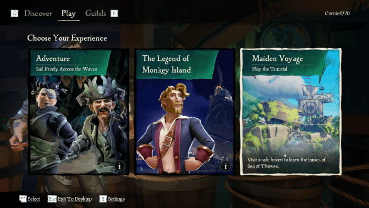 Sea of Thieves - Access Maiden Voyage from the Main Menu