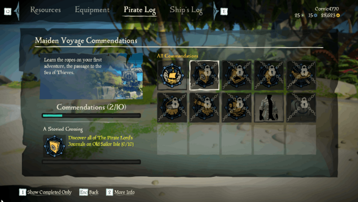 Sea of Thieves - View Commendations on the Pirate Log
