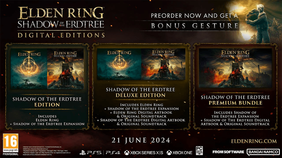 Elden Ring - Shadow of the Erdtree DLC editions