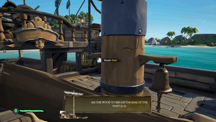 Sea of Thieves - Use Wood to Repair the Mast