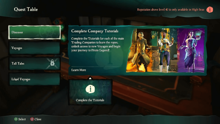 Sea of Thieves - Quest Table Menu