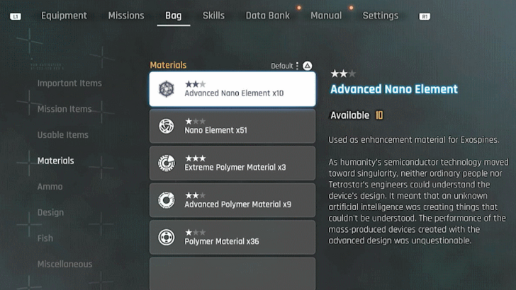 Stellar Blade - Use Nano Element to Upgrade Exospines