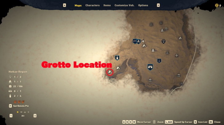 Required Materials Grotto Location