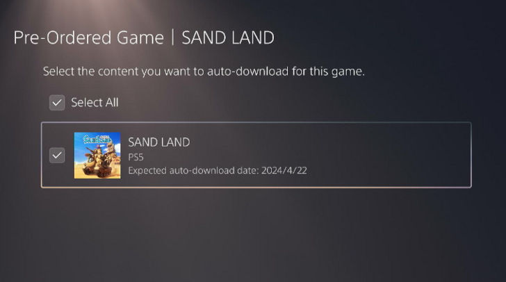 Sand Land - Preload date