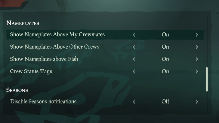Sea of Thieves - Nameplates Settings