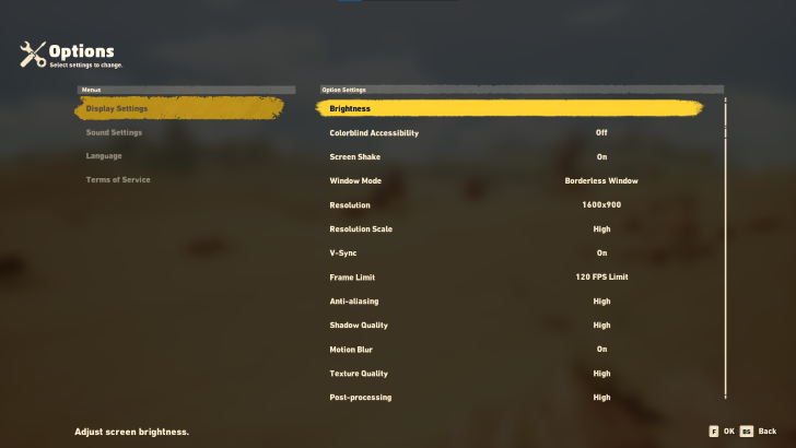 Sand Land - Main menu options