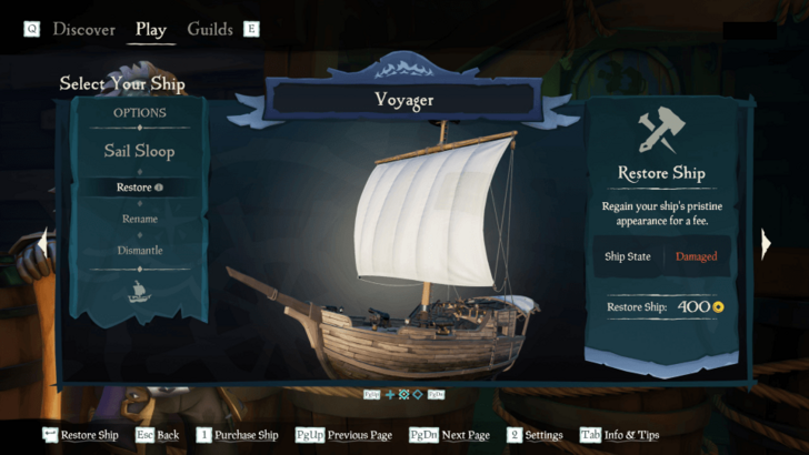 Sea of Thieves - Restore on the Menu