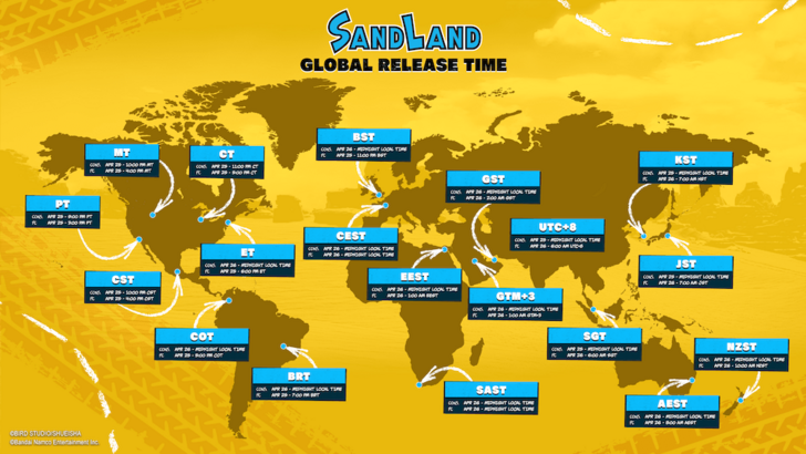 Sand Land Global Release Time Map