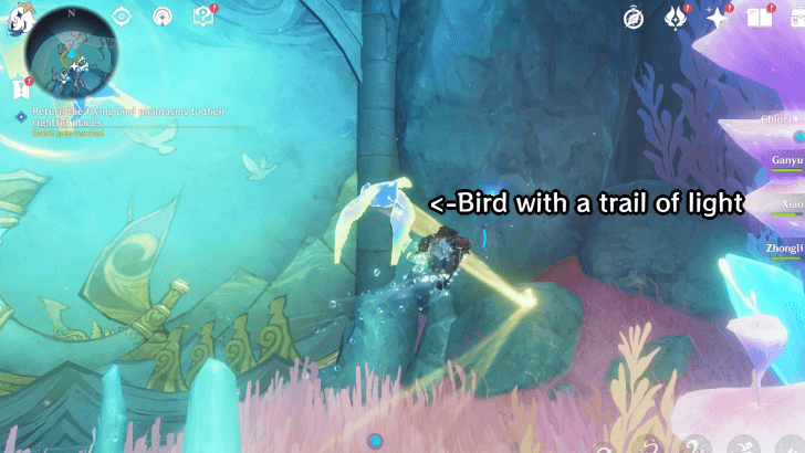 Genshin Impact Golden Aqueduct Reconstruction: Part I Walkthrough - Follow the Phantasms bird