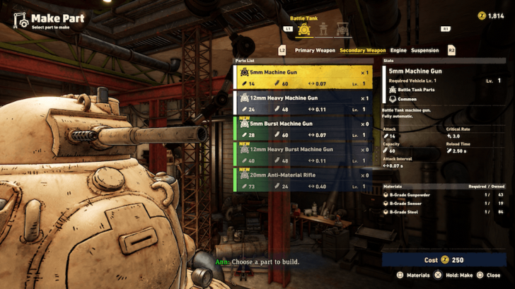 Sand Land Newly Craftable Parts