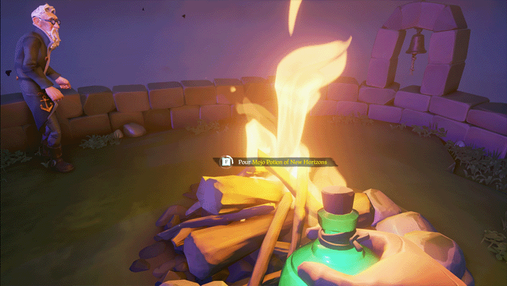 Sea of Thieves - Pour Mojo Potion of New Horizons into Campfire