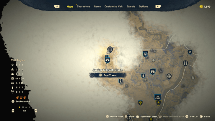 Sand Land - Junker Market Map Location