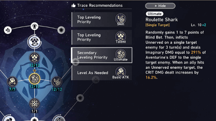 Honkai Star Rail  - Character Trace Leveling Suggestions