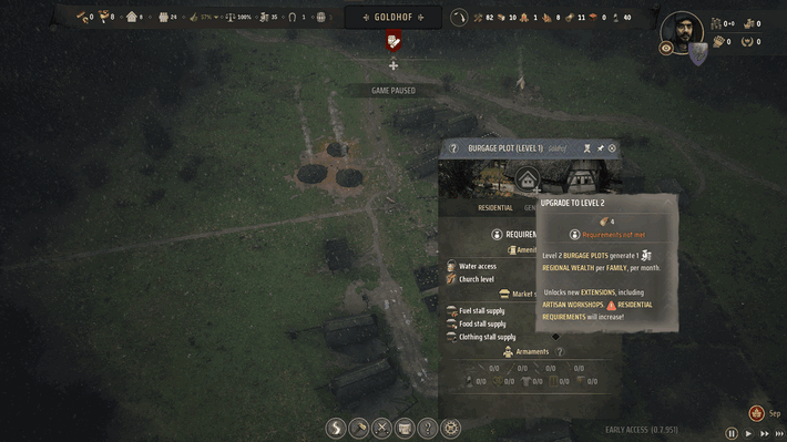 Manor Lords - Upgrade Burgage Plots