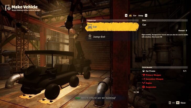 SAND LAND Garage Make Vehicle