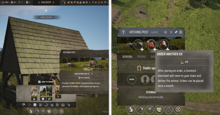 Manor Lords - Order an Ox in the Hitching Post