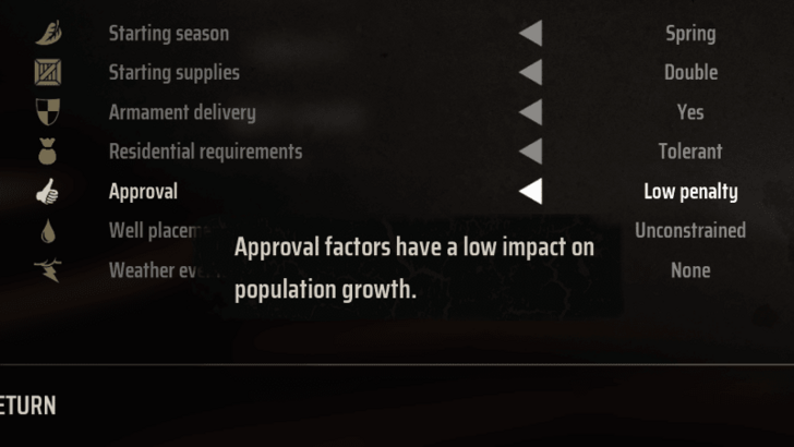 Manor Lords - Approval Game Settings