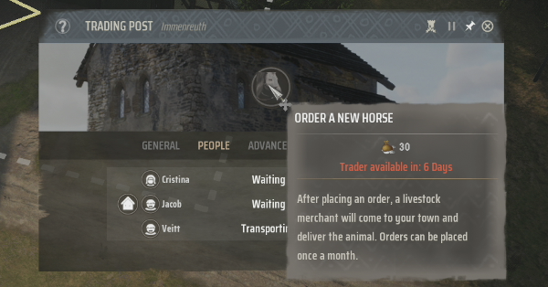 Manor Lords - Order Horses via the Trading Post