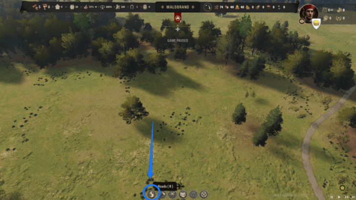 Manor Lords - Open the Roads Tab