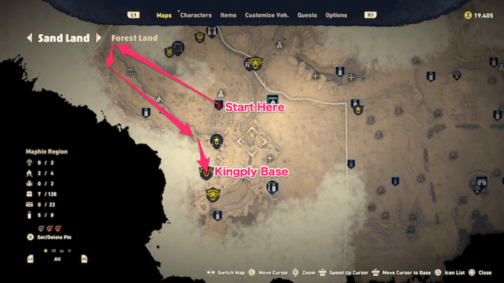 Sand Land How to Get to Kingply Base
